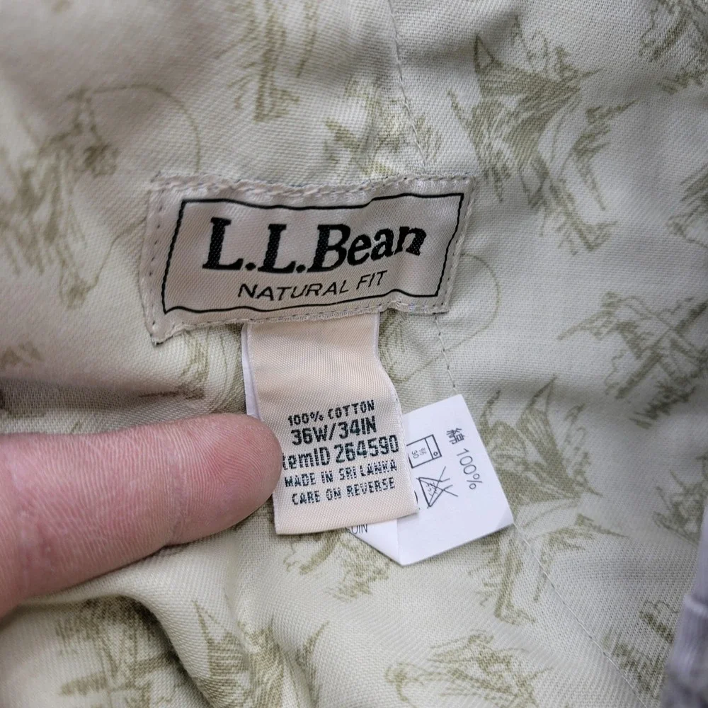 L.L. Bean Pants Mens 36x34 Gray Natural Fit Canvas Chino Straight Leg Casual
